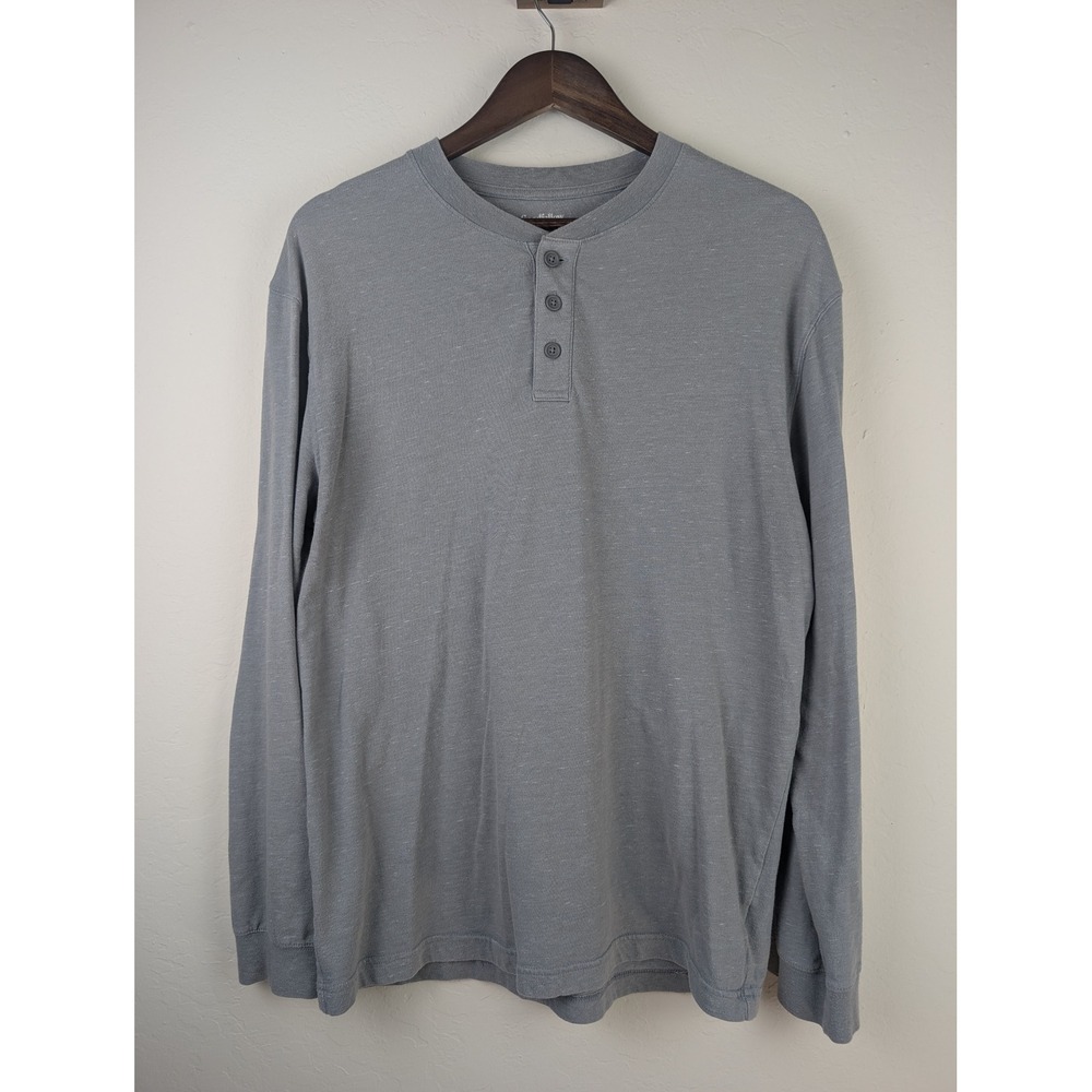 Goodfellow & Co Mens Gray Long Sleeve Henley Shirt 043140061 Medium